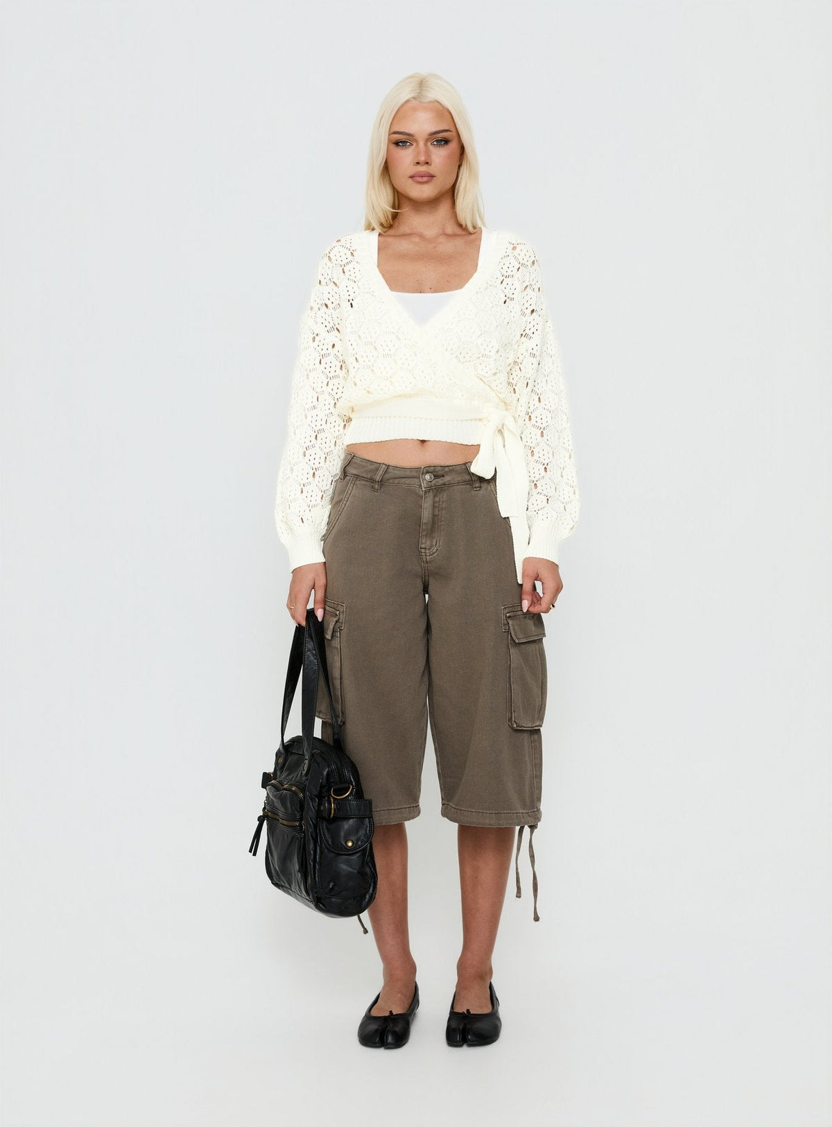 Kaenira Lace Wrap Knit Jumper Cream