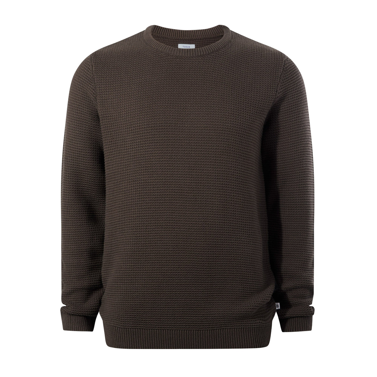 Ethan Mens Crew Neck Knit Jumper - Ash Brown