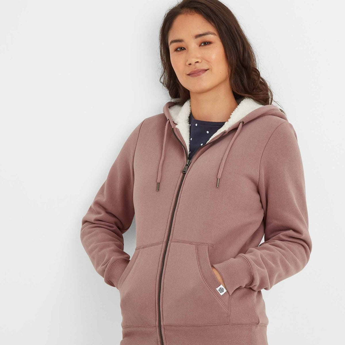 Finch Womens Supersoft Sherpa Fleece Lined Hoody - Faded Pink