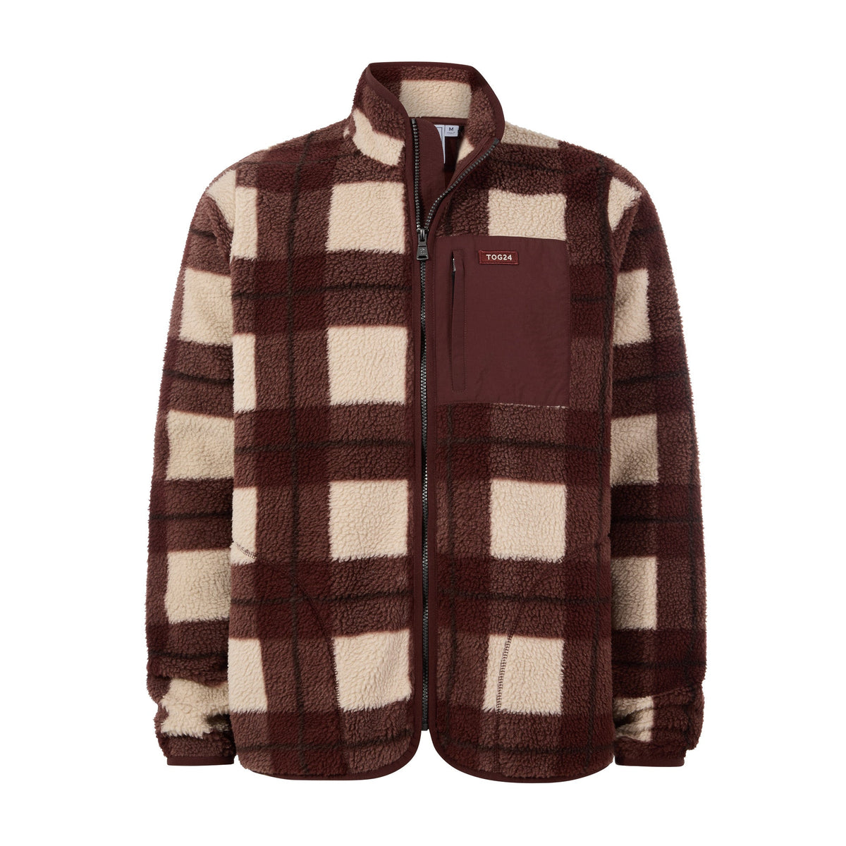 Haxwell Mens Sherpa Fleece - Chestnut Brown Check