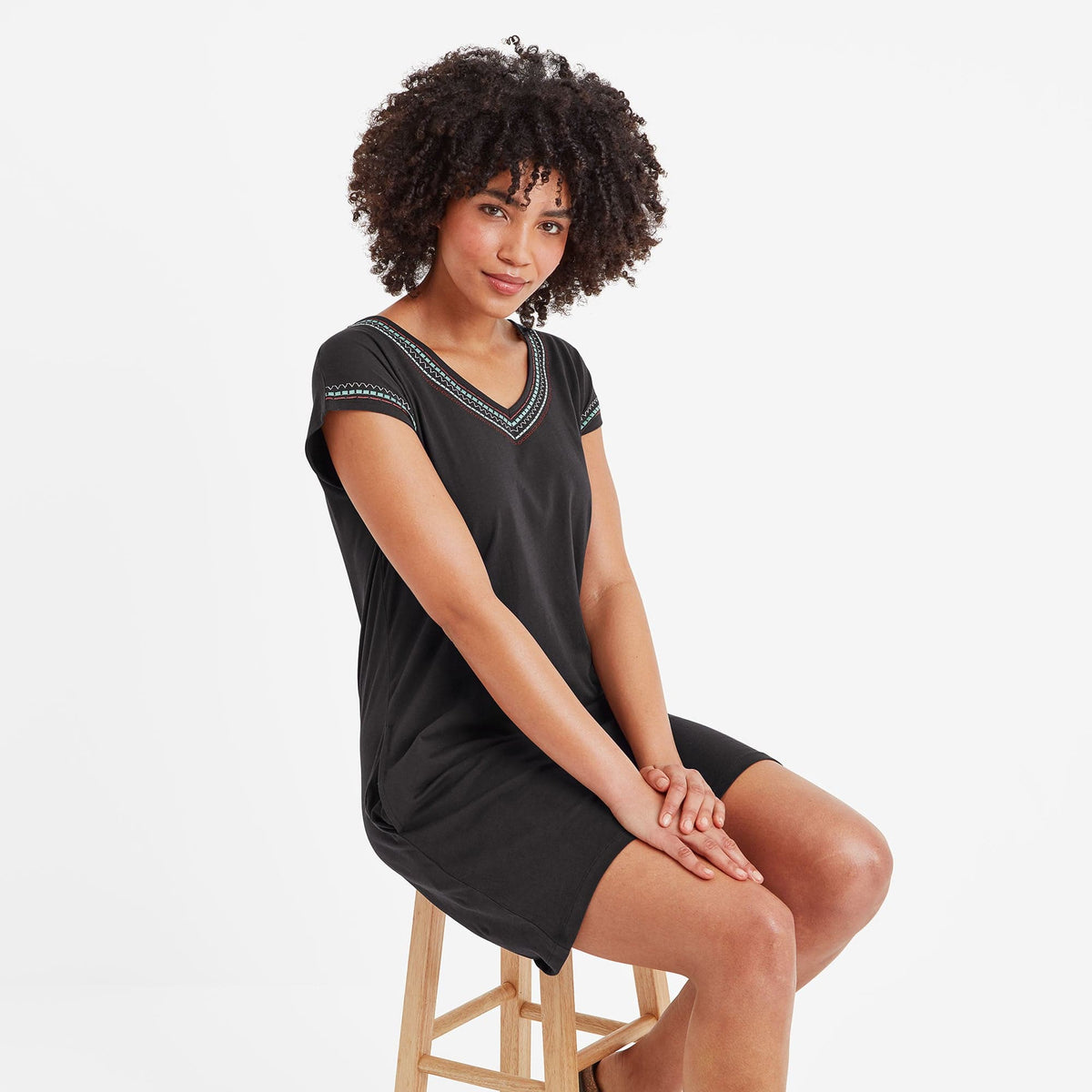 Nicolette Womens Jersey Dress - Washed Black
