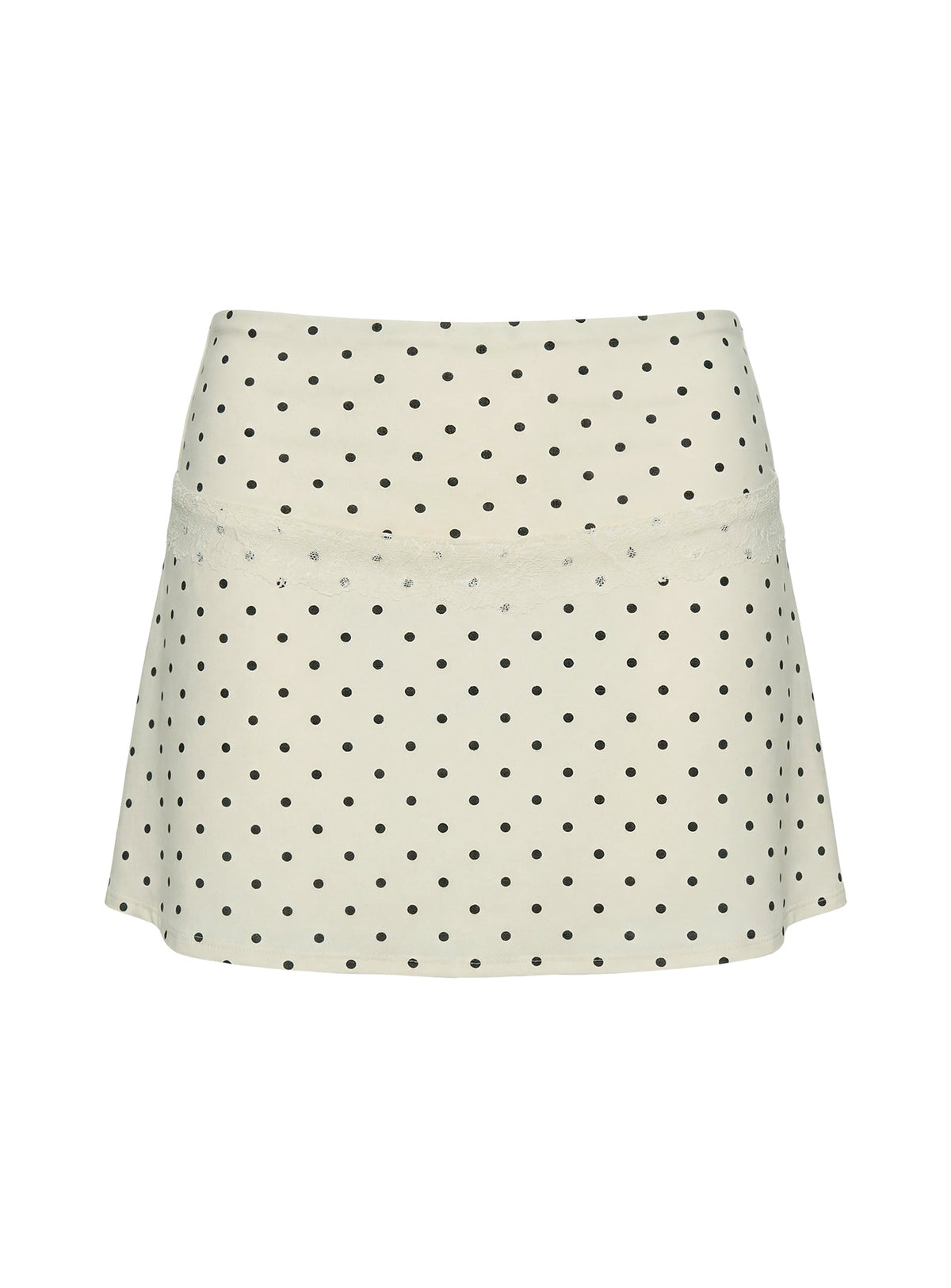 Amia Lace Mini Skirt Cream Polka Dot