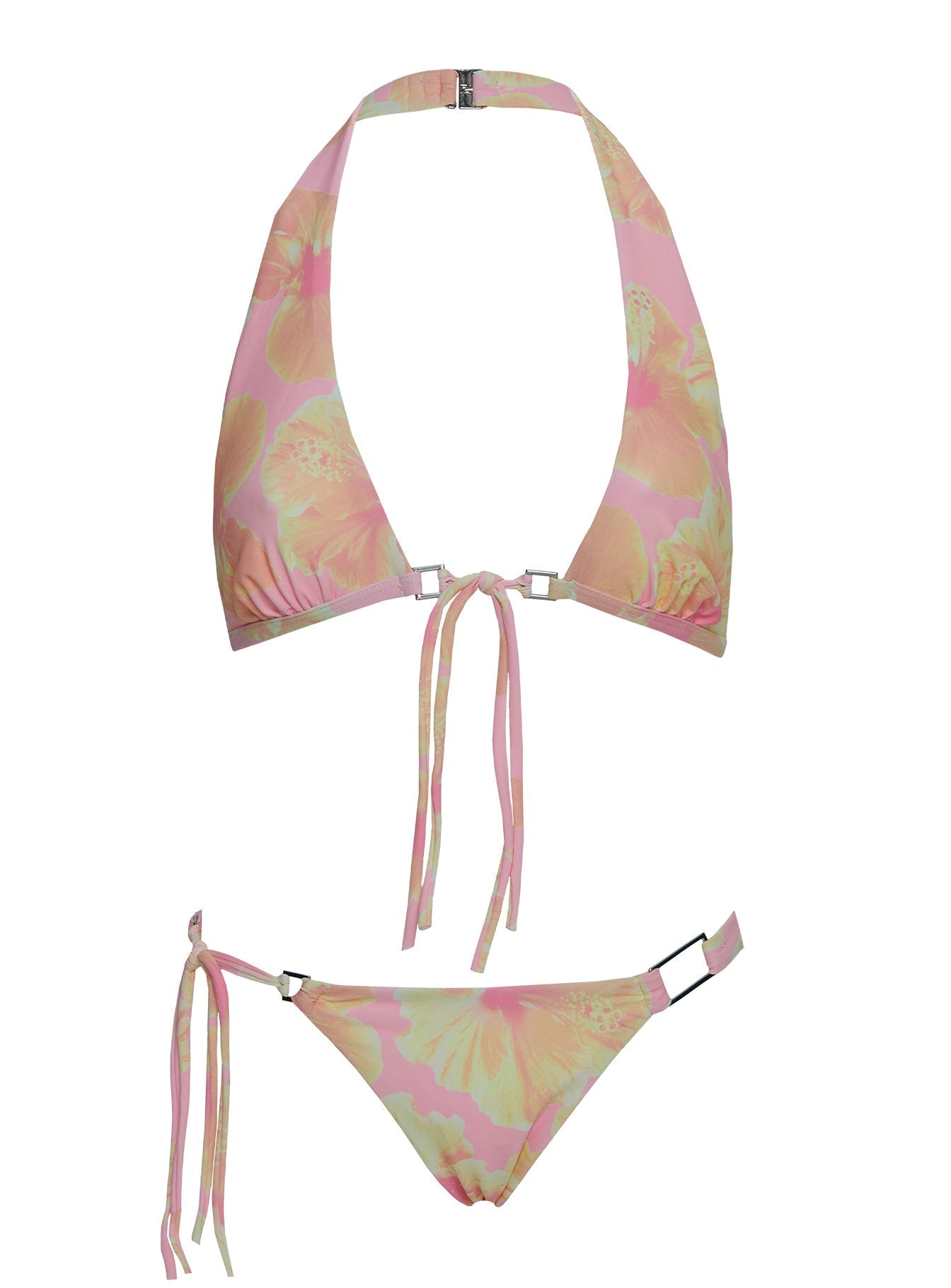 Janessa Hardware Tie Side Bikini Bottoms Pink / Yellow Floral