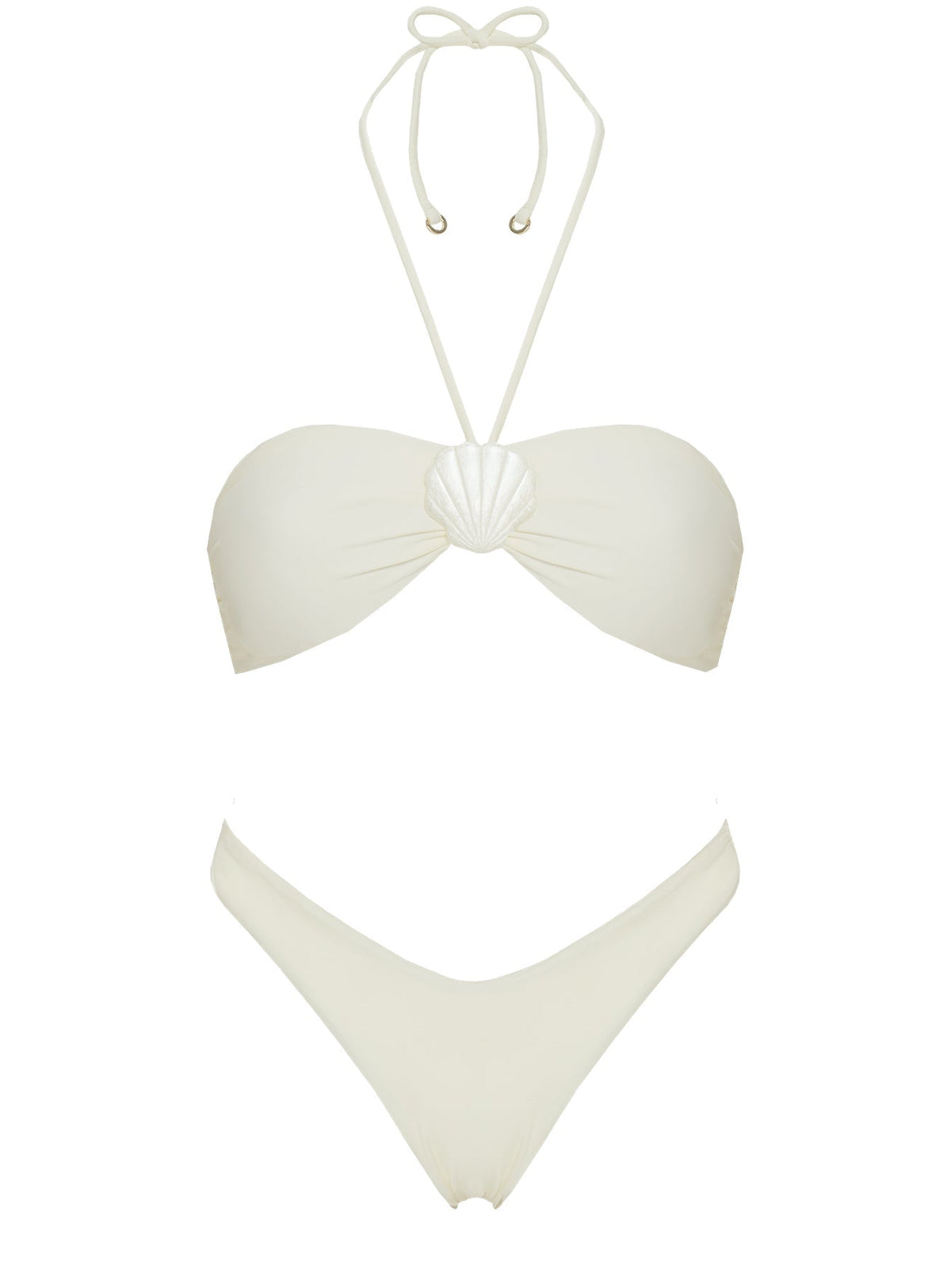 Kylila Halter Shell Bikini Top White