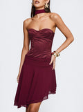 Rhythms Scarf Detail Midi Dress Wine