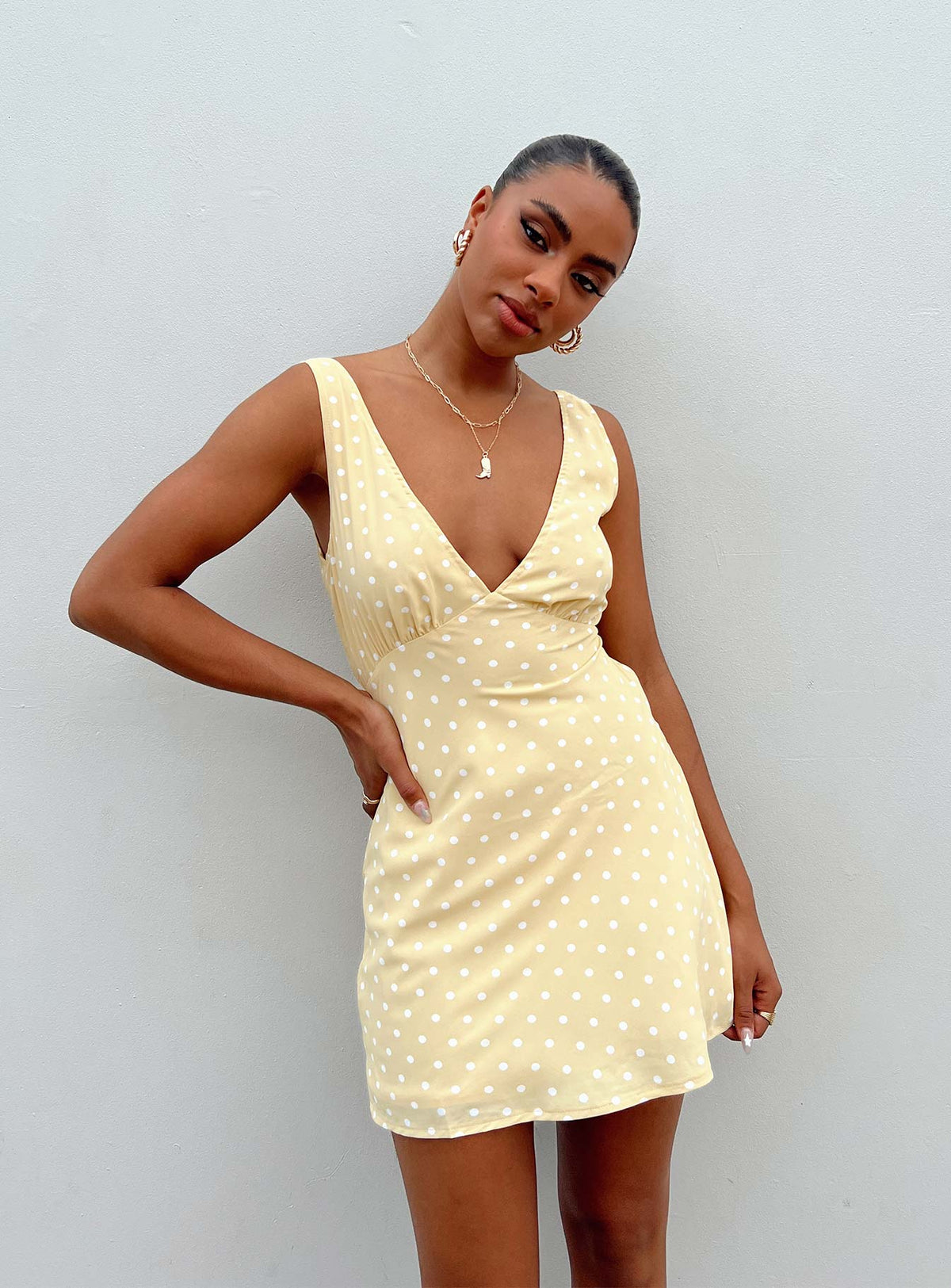 Nellie Mini Dress Yellow Polka Dot