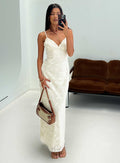 Madalena Frill Maxi Dress Beige Floral