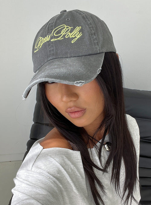 Off Duty Distressed Cap Grey / Yellow