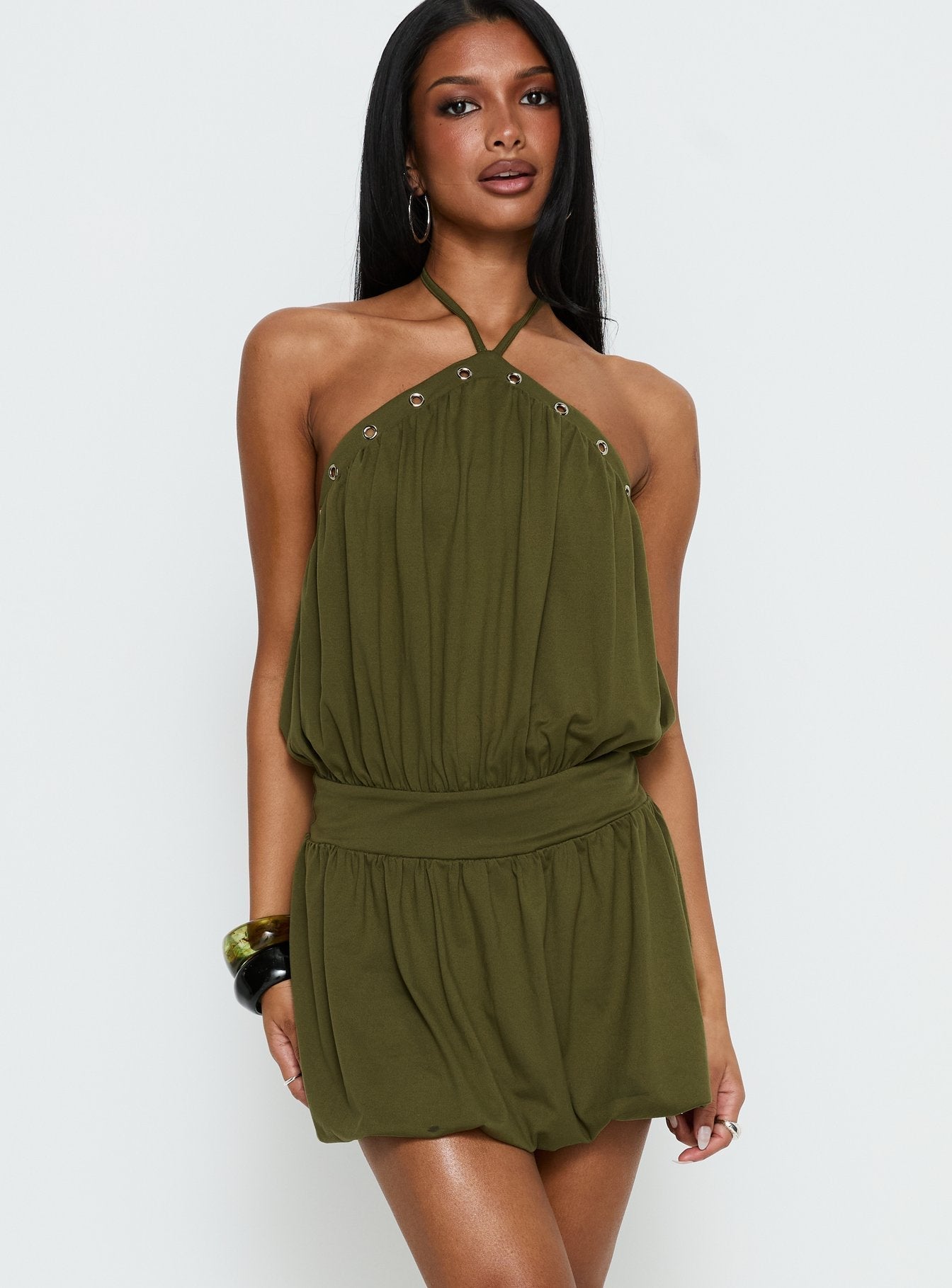 Sunnee Eyelet Detail Romper Green