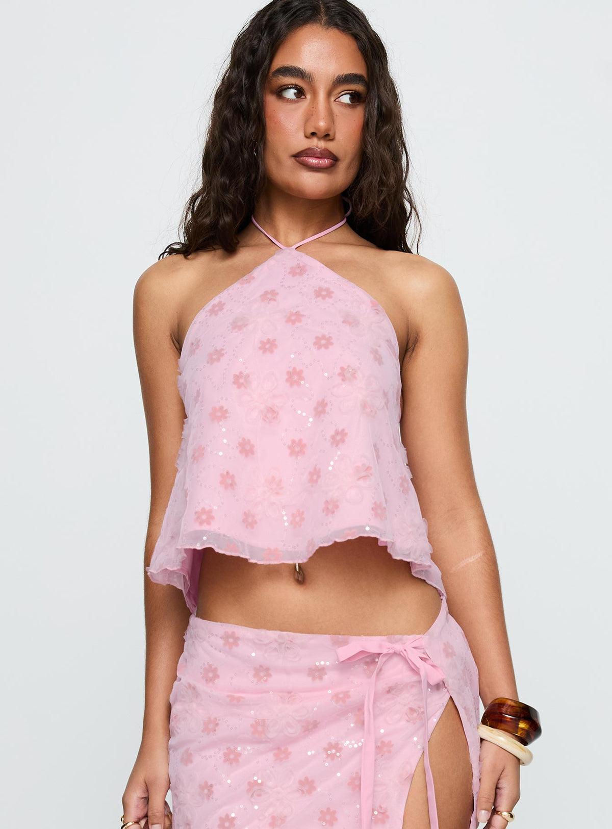 Remembering Tie Back Top Pink