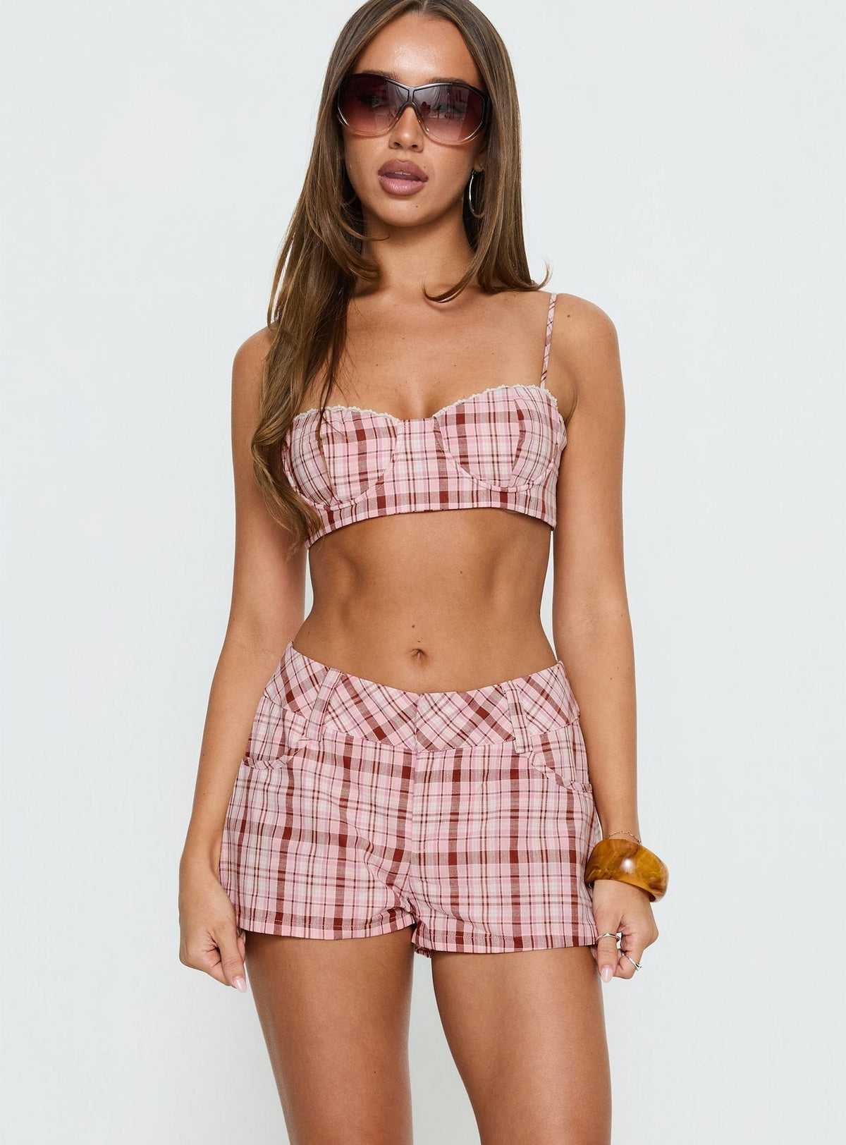 Kosi Micro Shorts Pink Check