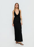 Jordina Lace Halter Maxi Dress Black
