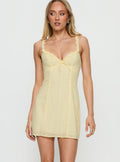Nadean Anglaise Frill Mini Dress Lemon