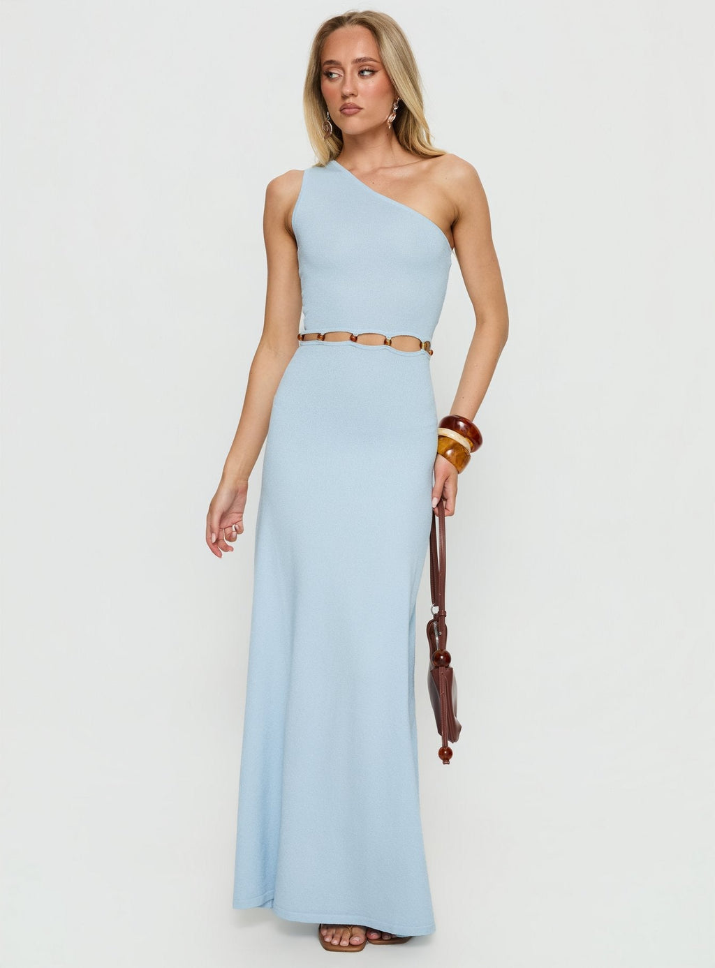 Elianora Asymmetrical Beaded Maxi Dress Blue