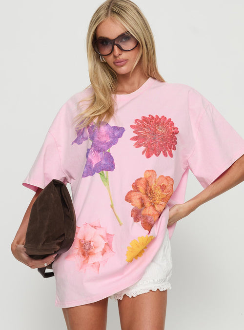 Freshly Picked Oversized Graphic Tee Pink