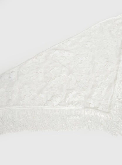 Elizebeth Tie Waist Tassel Belt White