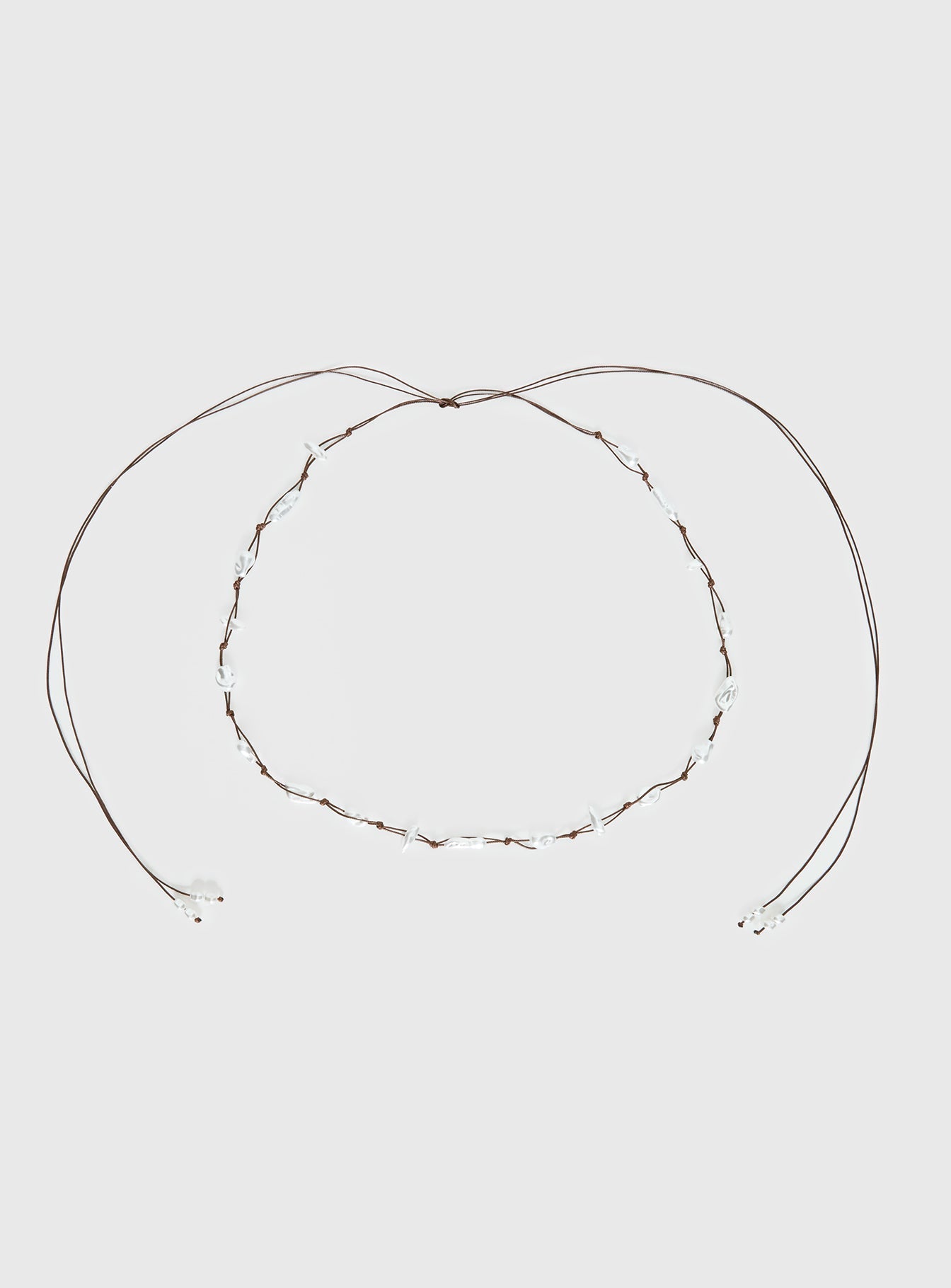 Delle Pearl Detail Wrap Belt Brown