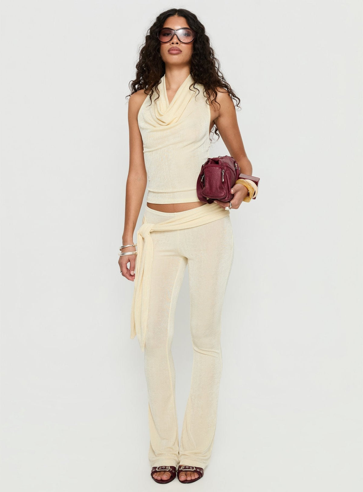 Butterfly Tie Detail Pants Lemontini