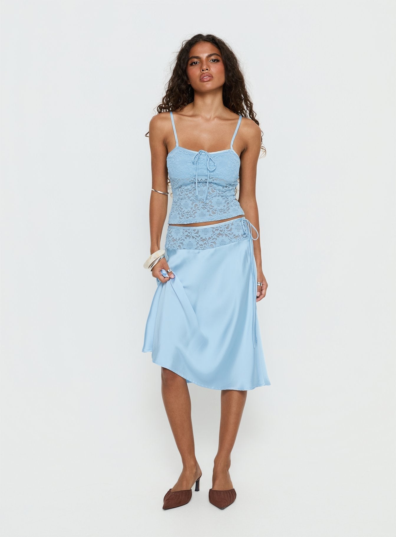 Evlin Lace Cami Top Blue