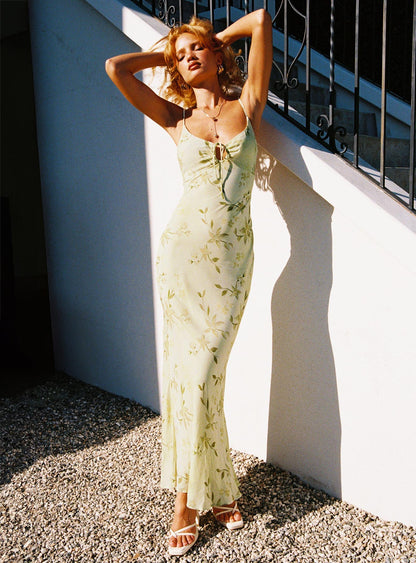 Lauraline Maxi Dress Green / Floral Petite