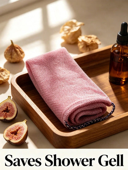 African Style Mesh Exfoliating Long Back Bath Brush Towel Set, With Pull Rope Nylon Back Exfoliating Brush, For Shower, Effective Body Scrub, Makes Skin Smooth, Bathroom Decor, Room Decor, Back To School Dorm Supplies
