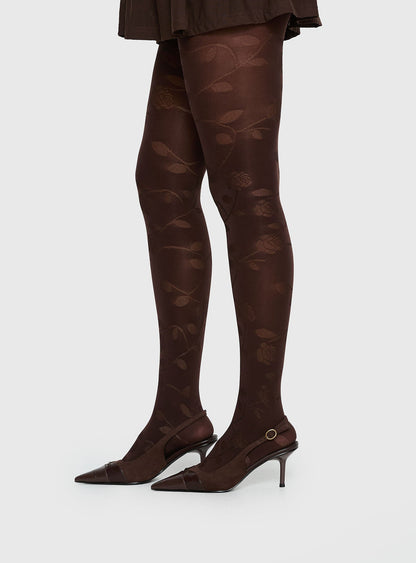 Pomeline Floral Tights Brown