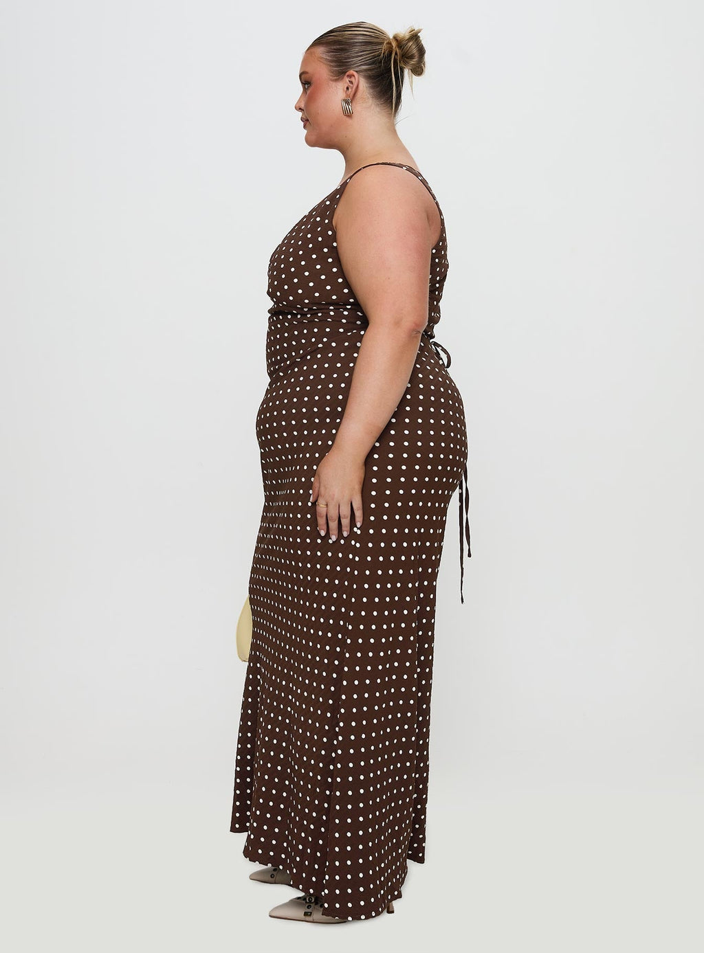 Nellie Maxi Dress Brown Polka Dot Curve