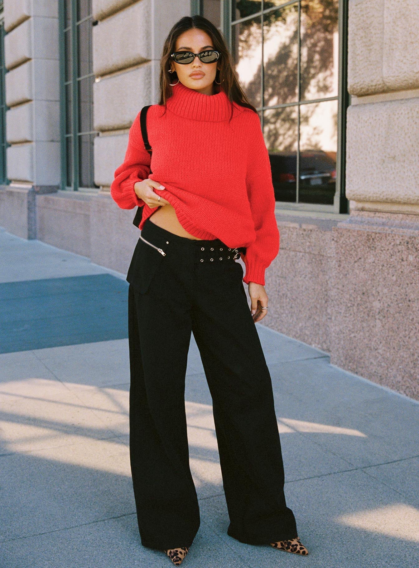 Paltrow Mid Rise Wide Leg Cargo Jeans Black