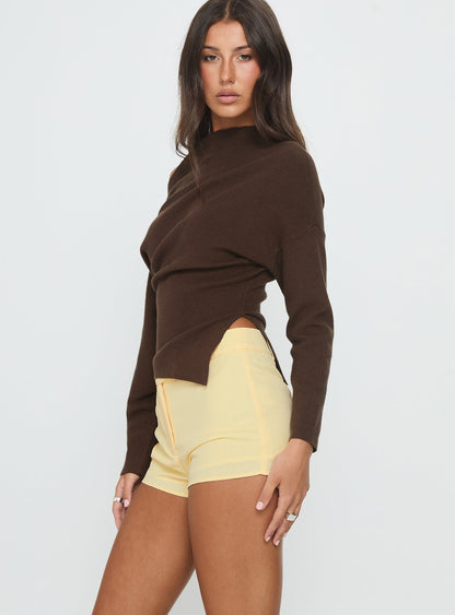 Anni Micro Shorts Lemon Pinstripe