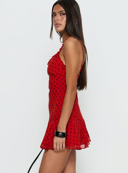 Kahla Frill Romper Red Polka Dot