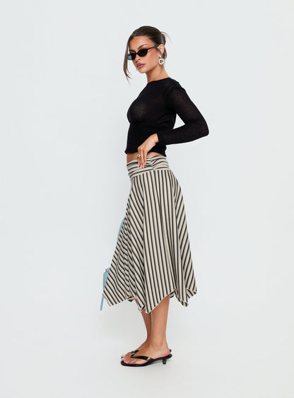 Cobee Asymmetrical Midi Skirt Multi Stripe