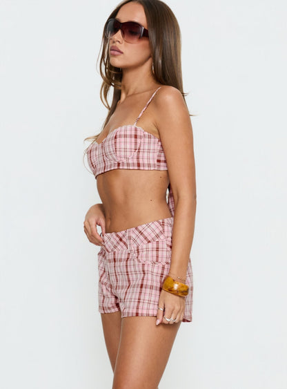 Kosi Micro Shorts Pink Check