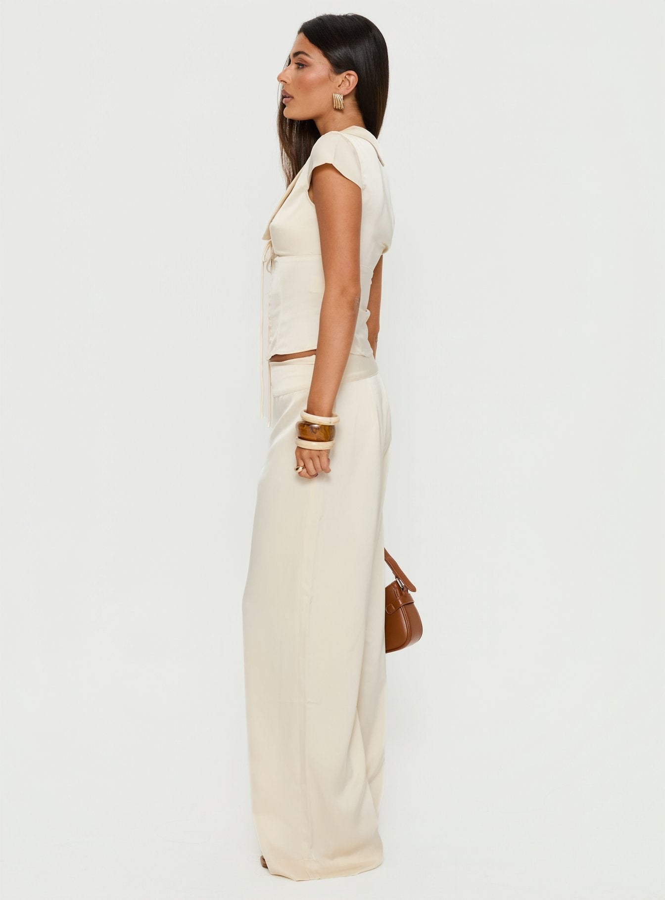 Aubrette Satin Tie Pants Cream