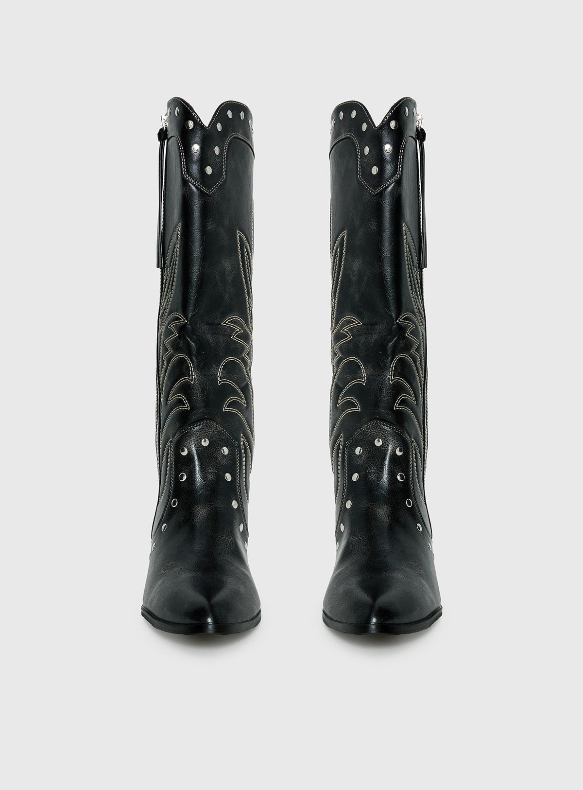 Austin Distressed Cowboy Boots Black