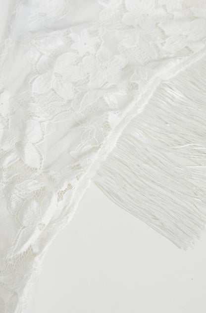 Elizebeth Tie Waist Tassel Belt White