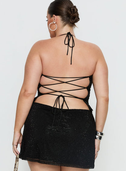 Jenesa Tie Back Top Black Curve