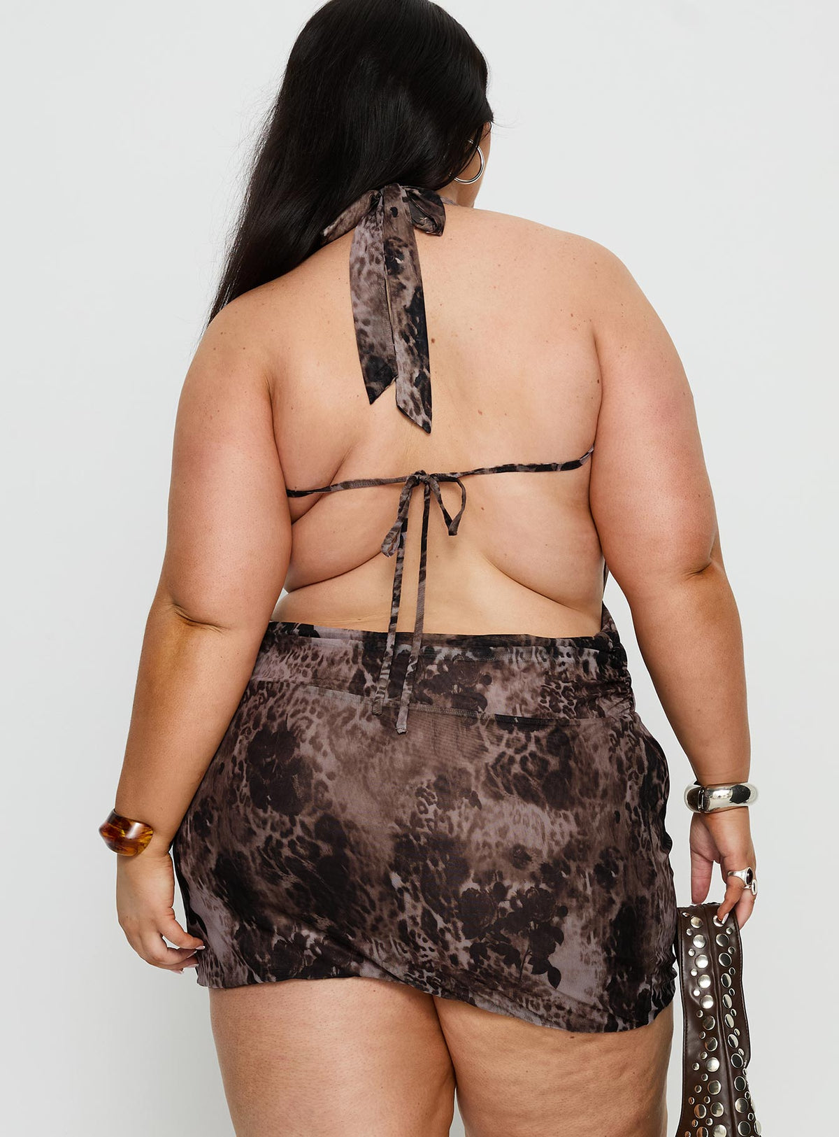 Tigress Halter Mini Dress Animal Multi Curve