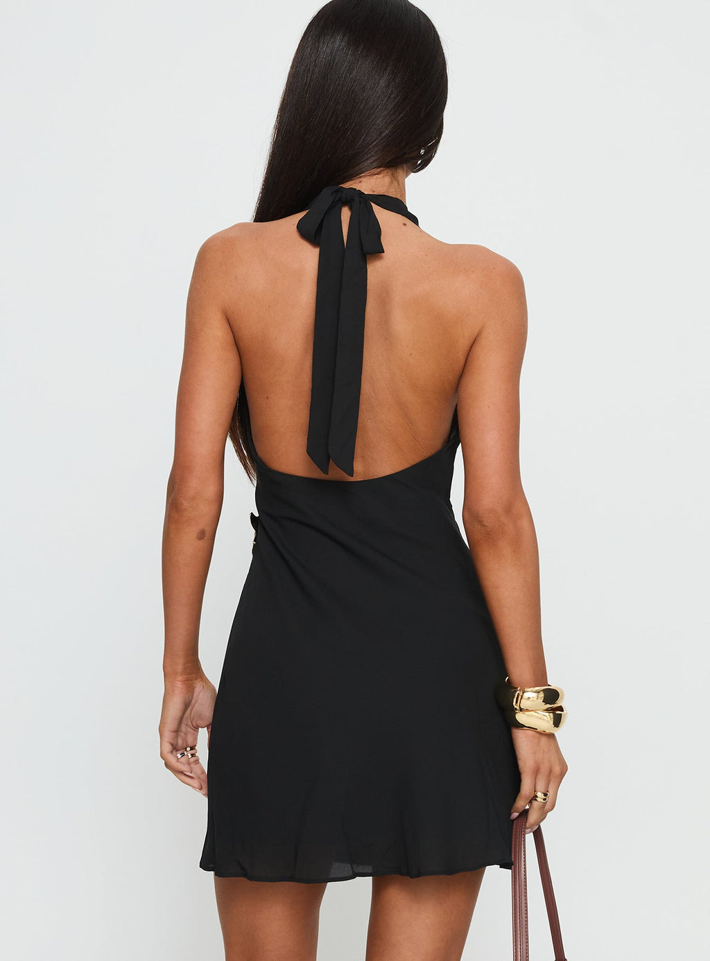 Heart of the Reef Halter Mini Dress Black