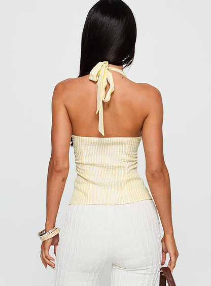 Old Friend Halter Top Yellow Stripe