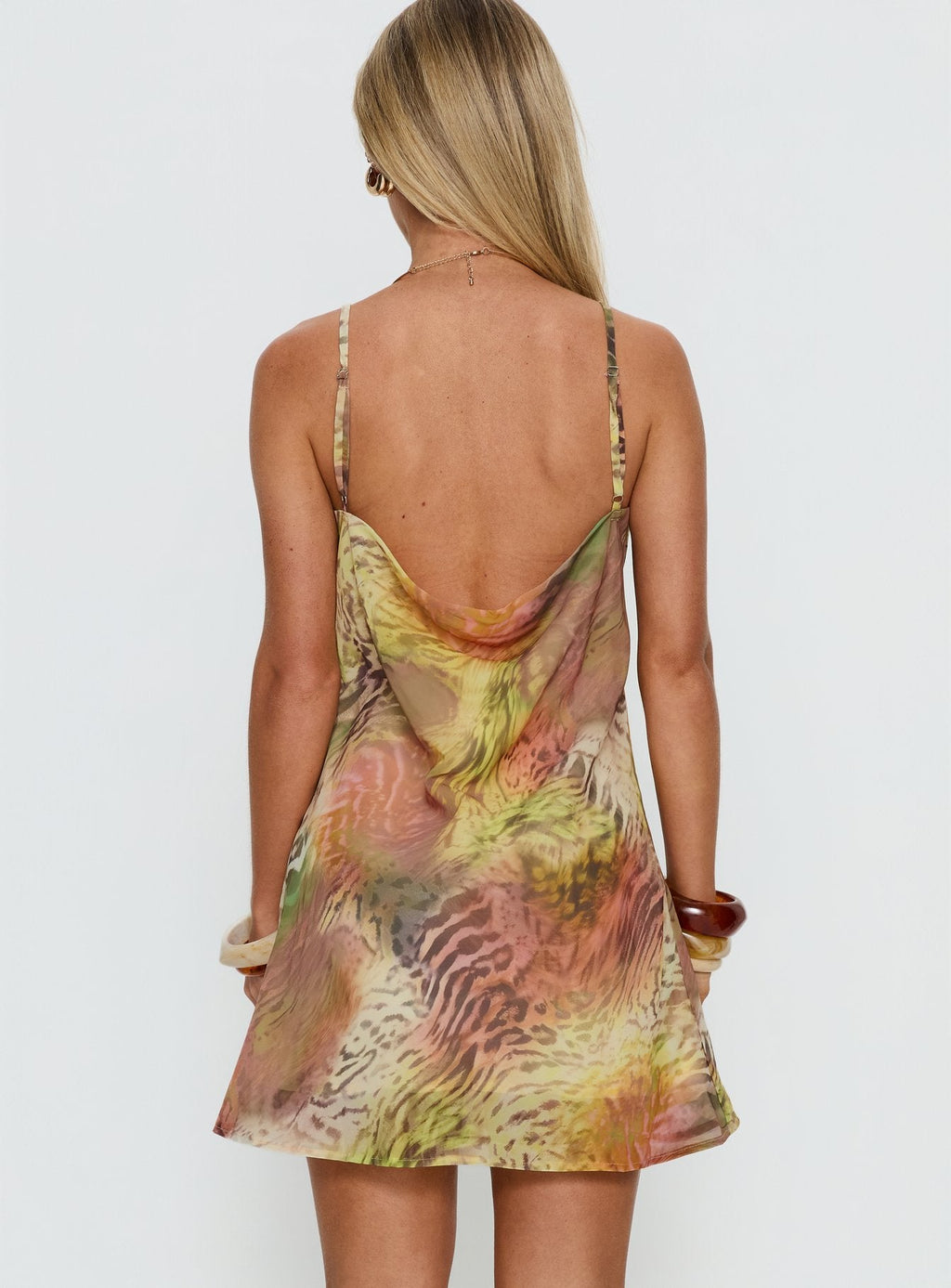 Miguela Cowl Neck Mini Dress Leopard Multi