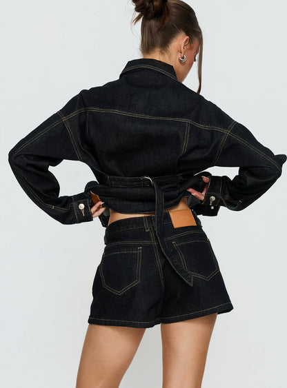 Mackenza Mid Rise Denim Shorts Raw Denim