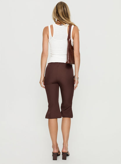 Giorgie Belted Capri Pant Chocolate Brown