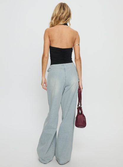 Paltrow Mid Rise Wide Leg Cargo Jeans Black