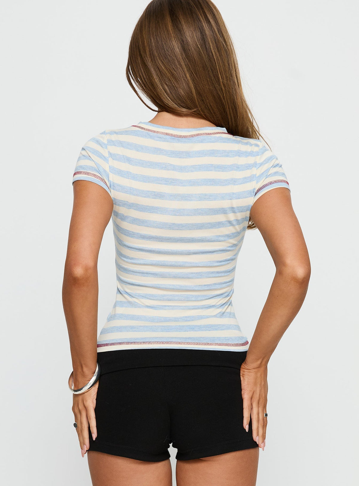 Beverly Hills Athletics Graphic Top Blue Stripe