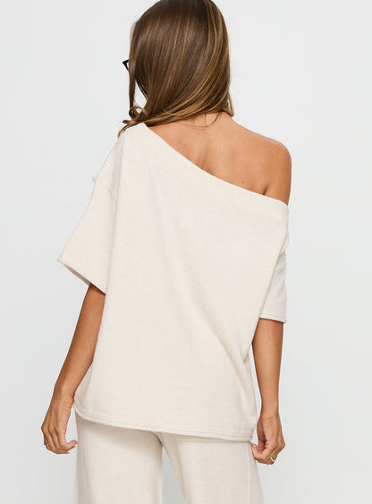 Kourta Off Shoulder Oversized Knit Top Oat