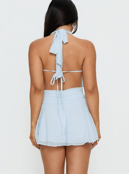Lacinda Plunge Neck Romper Blue