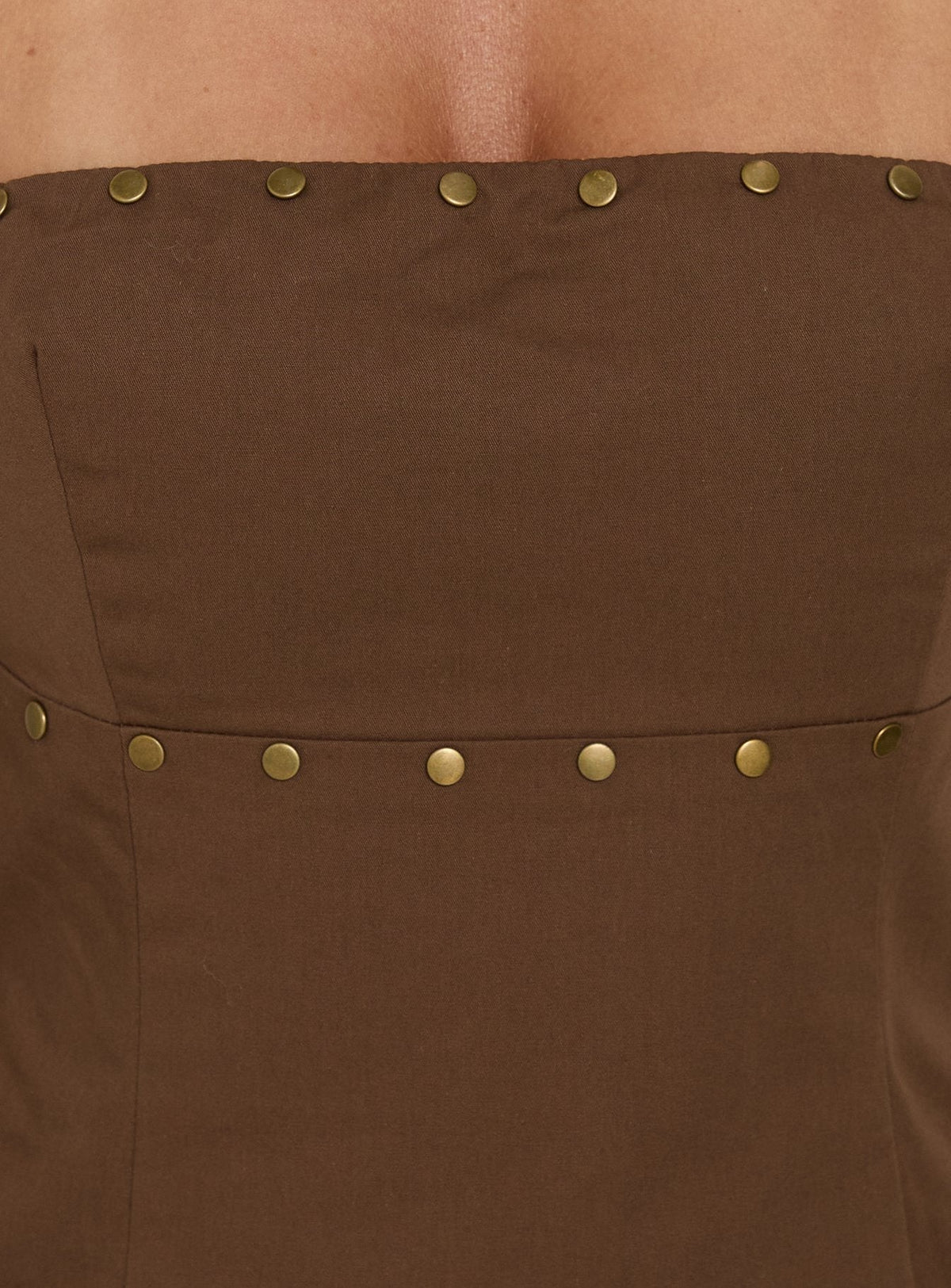 Starr Studded Strapless Top Brown