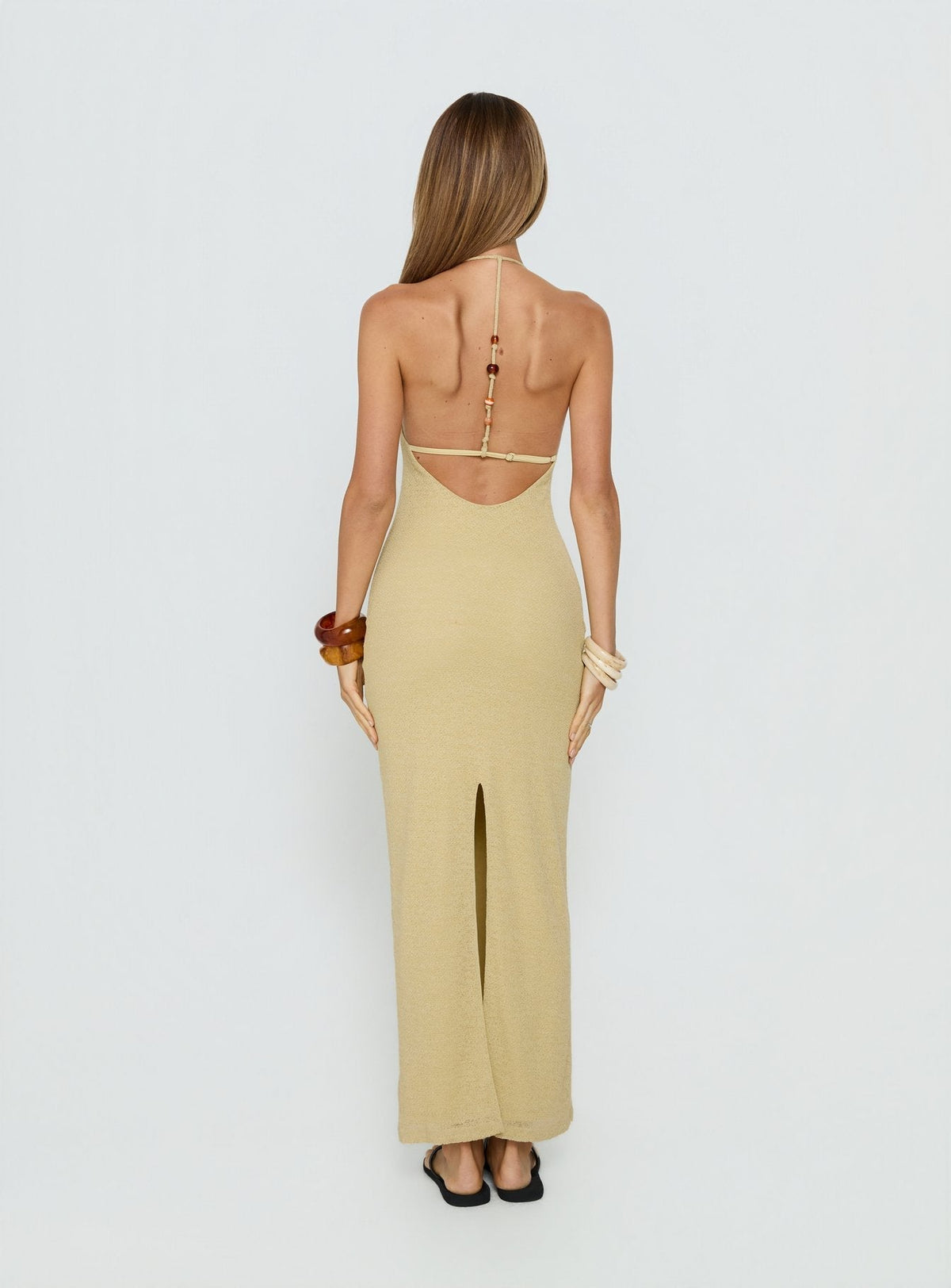 Be The One Beaded Low Back Maxi Dress Sage Green