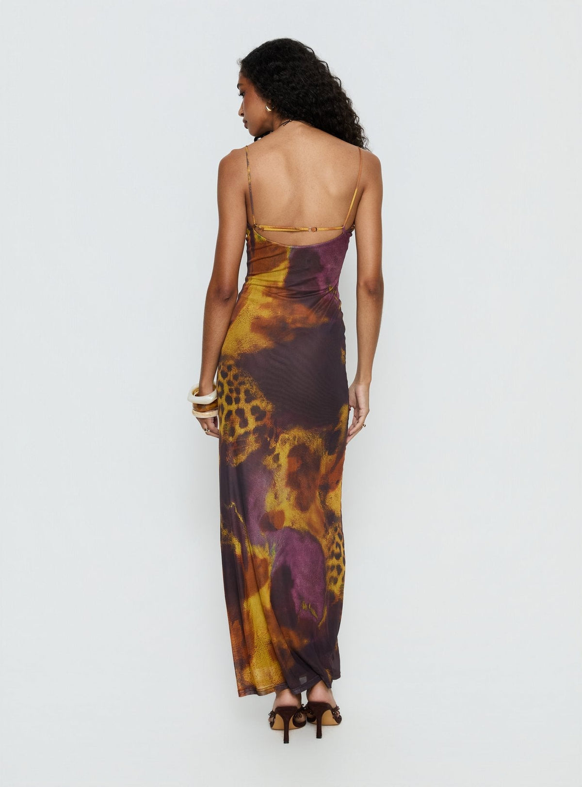 Saphrona V Neck Maxi Dress Leopard Blur