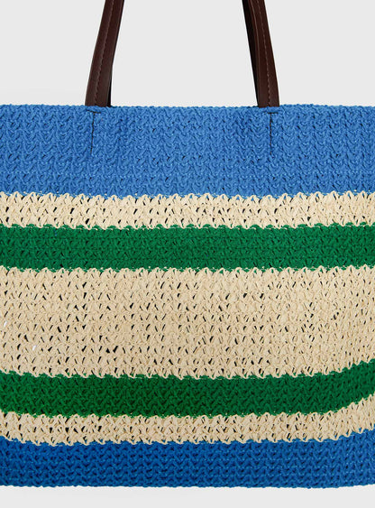 Encanto Tote Bag Blue / Green Stripe